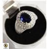 Image 1 : 26-8 X 10 OVAL BLUE CUBIC ZIRCONIA SURROUNDED BY