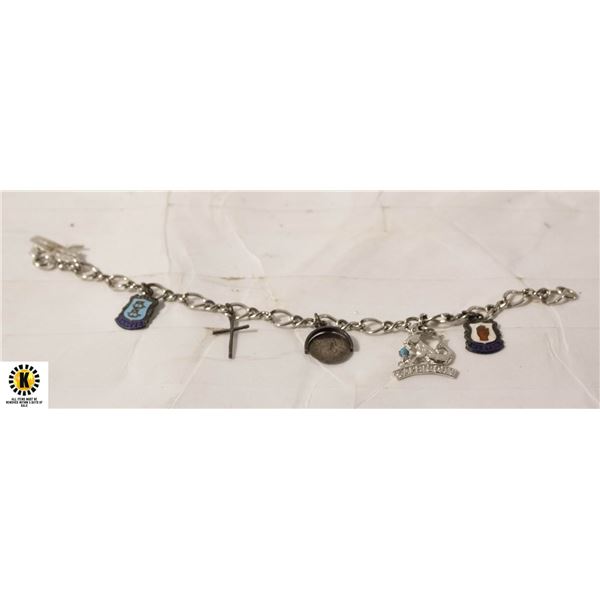 ESTATE 925 SILVER VINTAGE CHARM BRACLET-ESTATE