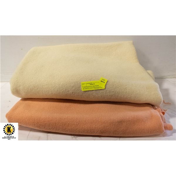 2 VINTAGE FULL SIZE WOOL BLANKETS TOGETHER-ESTATE