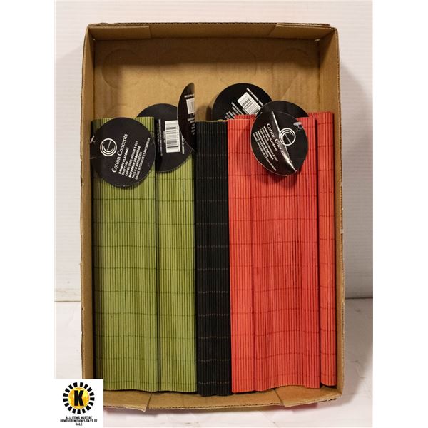 FLAT OF ASSORTED BAMBOO PLACE MATS WITH TAGS