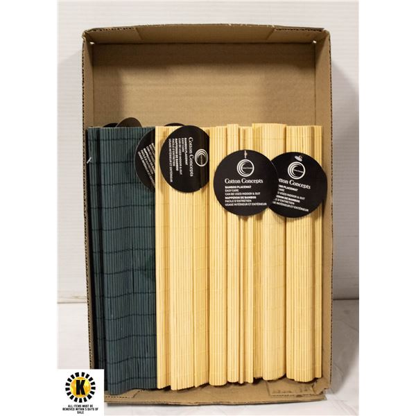 FLAT OF ASSORTED BAMBOO PLACE MATS WITH TAGS
