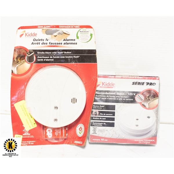 2 X KIDDIE SMOKE ALARMS WITH HUSH BUTTONS