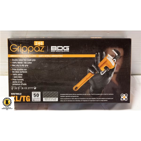 GRIPPAZ BDG DISPOSABLE GLOVES SIZE XLG