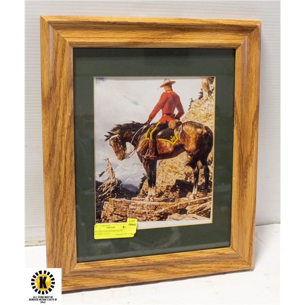VINTAGE OAK FRAMED RCMP PICTURE 14"X17"