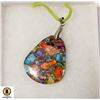 Image 1 : MULTI-COLORED SEA SEDIMENT PENDANT NECKLACE 19"