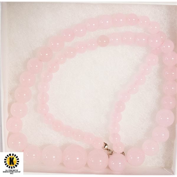 ROSE QUARTZ GRADUATED NECKLACE 18"