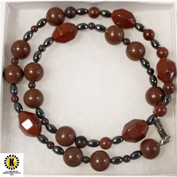 MAHOGANY OBSIDIAN & HEMITATE NECKLACE