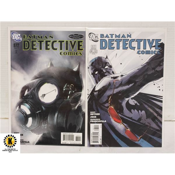 DC DETECTIVE COMICS #872, 881 COMIC LOT