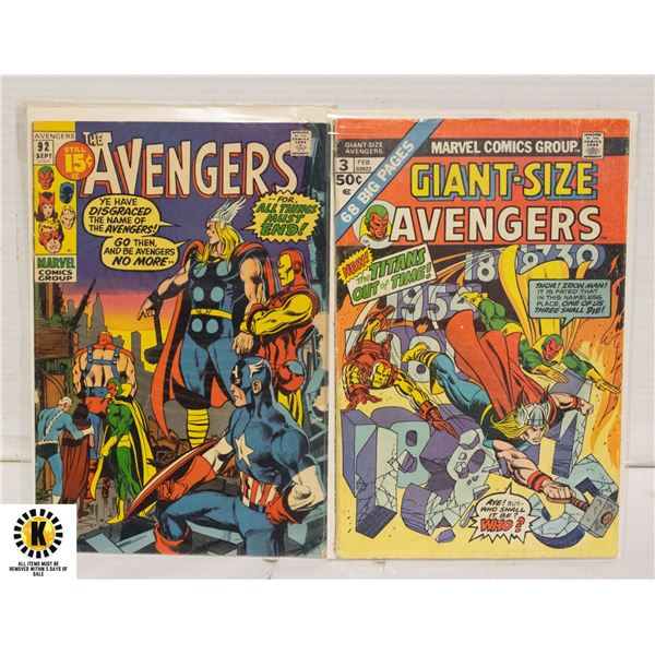 MARVEL AVENGERS  #92, GIANT SIZE 3 COMIC LOT