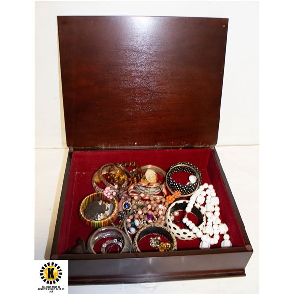BROWN BOOK JEWELRY BOX OF ASSORTED ESTATE JEWELRY