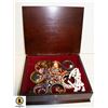 Image 1 : BROWN BOOK JEWELRY BOX OF ASSORTED ESTATE JEWELRY