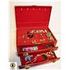 Image 1 : RED JEWELRY BOX OF ASSORTED ESTATE JEWELRY