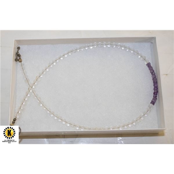 AMETHYST AND CLEAR QUARTZ NECKLACE 16"