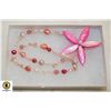 Image 1 : PINK FLOWER PEARL STRETCH NECKLACE 17"