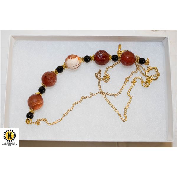 FACETED CARNELIAN ONYX NECKLACE 24"