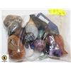 BAG LOT OF GEMSTONES, PALM STONE, OBELISK, ANGEL,