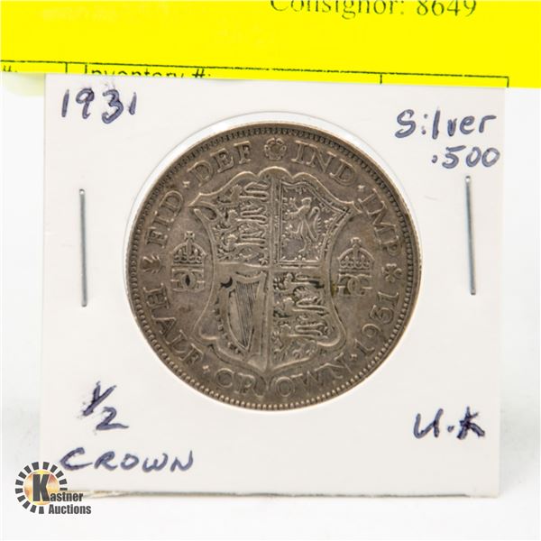 1931 UK 1/2 CROWN SILVER