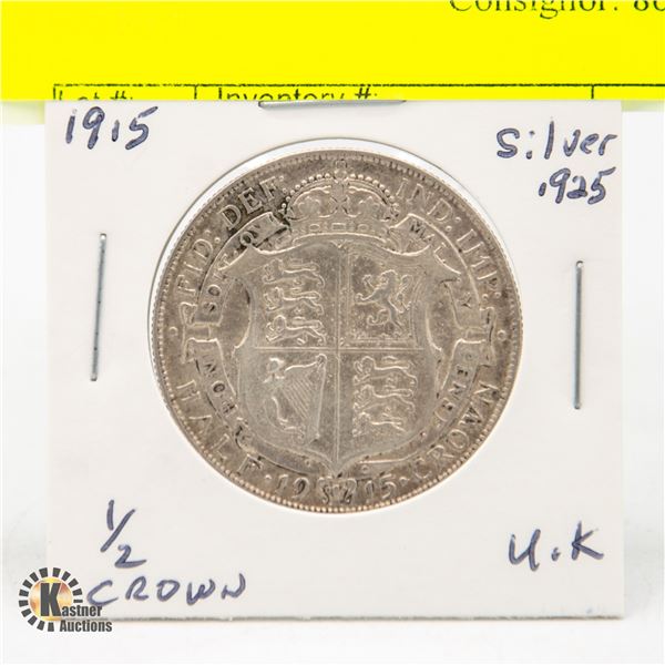 1915 UK 1/2 CROWN SILVER.925