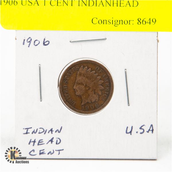 1906 USA 1 CENT INDIAN HEAD