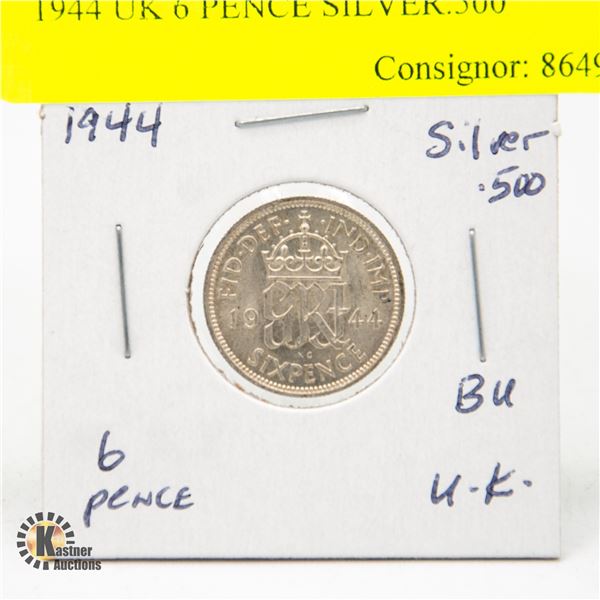 1944 UK 6 PENCE SILVER