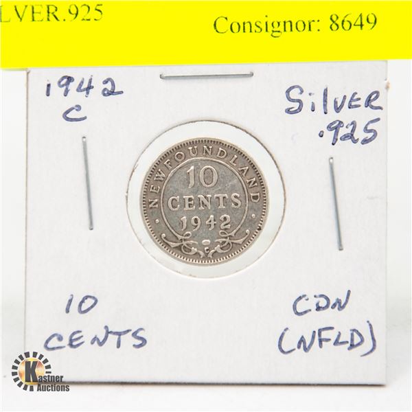 1942C CDN-NFLD 10 CENTS SILVER