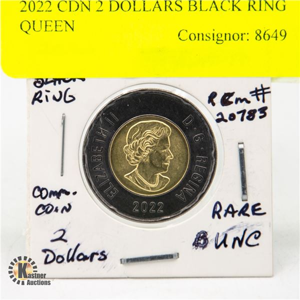 2022 CDN 2 DOLLARS BLACK RING QUEEN