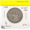 Image 1 : 1936 UK 1/2 CROWN SILVER