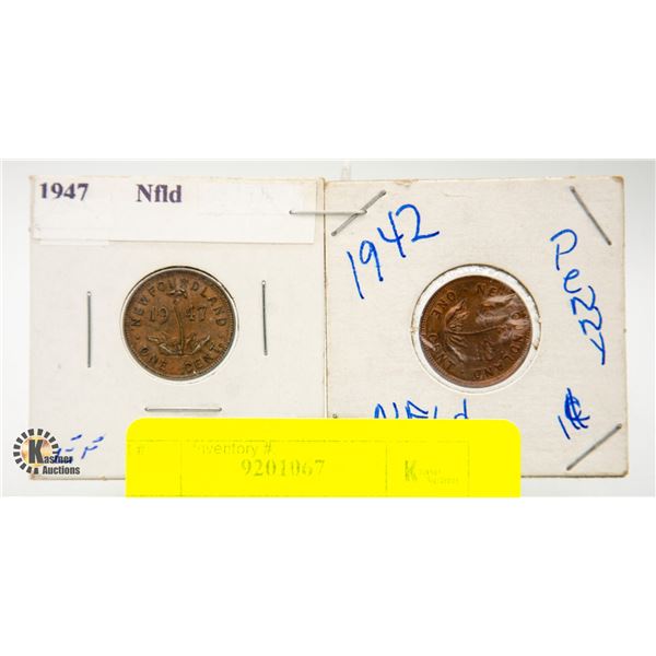 2 - NFLD PENNIES 1942-1947