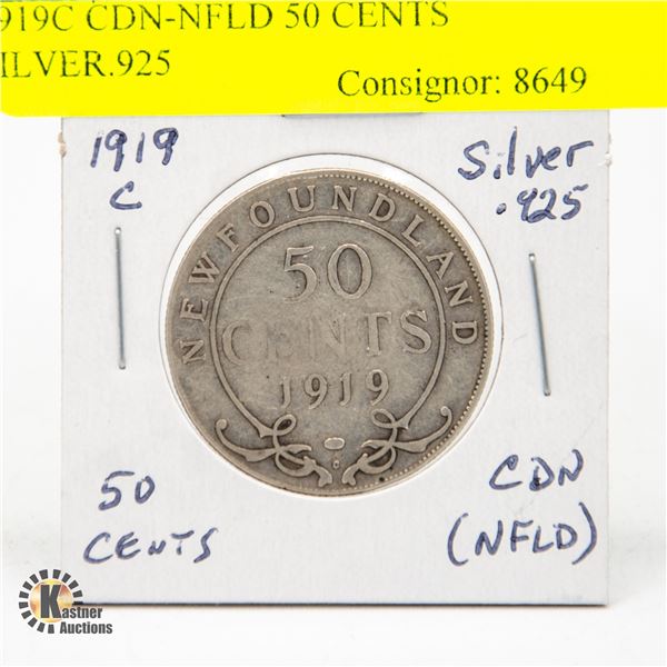 1919C CDN-NFLD 50 CENTS SILVER