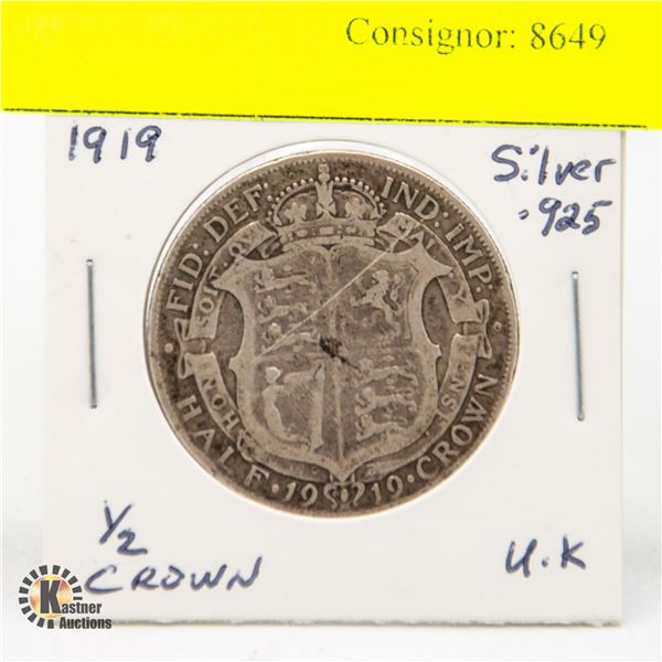 1919 UK 1/2 CROWN SILVER