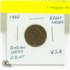 Image 1 : 1900 USA 1 CENT INDIAN HEAD