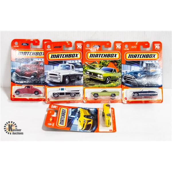 BOX OF 5 ASSORTED MATCH BOX CARS