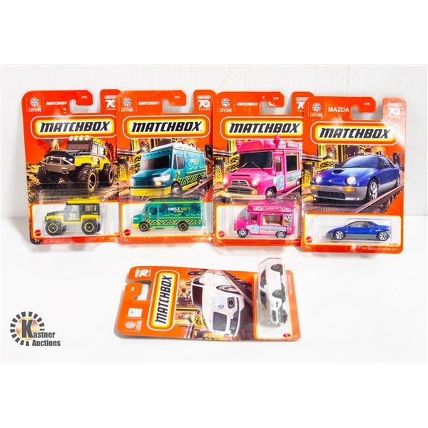 BOX OF 5 ASSORTED MATCH BOX CARS