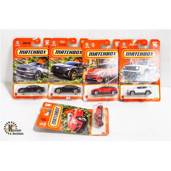 BOX OF 5 ASSORTED MATCH BOX CARS