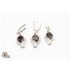 Image 1 : BZ1584-65 SILVER GARNET AND CZ PENDANT AND EARRING