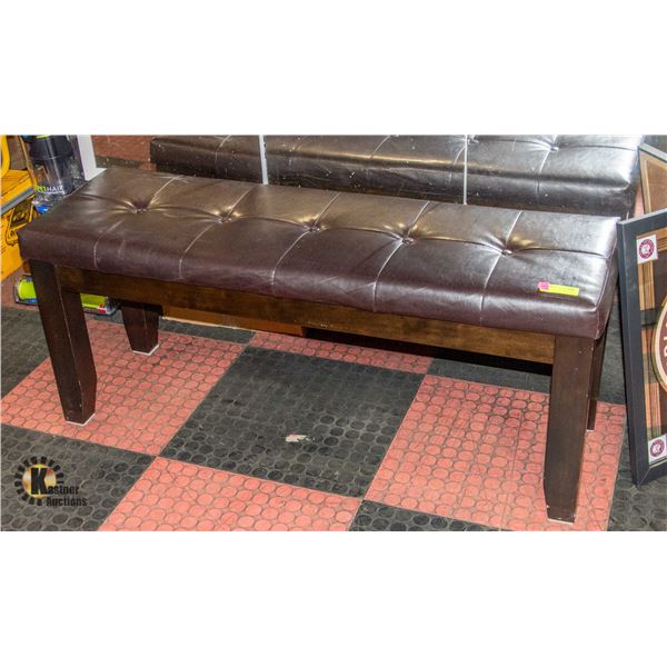 BROWN LEATHERETTE BENCH 47" X 15" X 20"