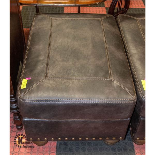 DARK BROWN LEATHERETTE NAILHEAD FRENCH TUCK
