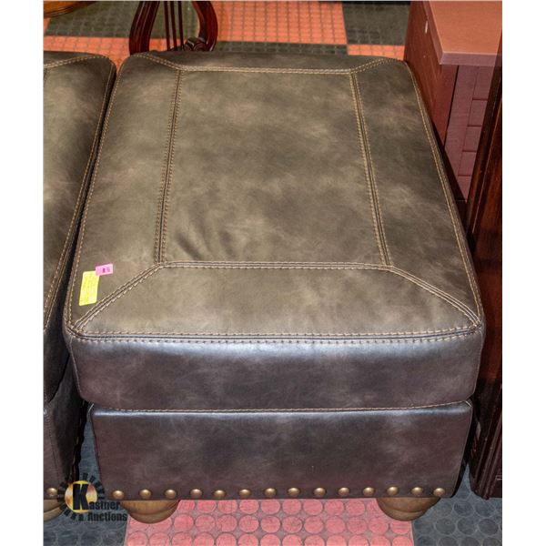 DARK BROWN LEATHERETTE NAILHEAD FRENCH TUCK