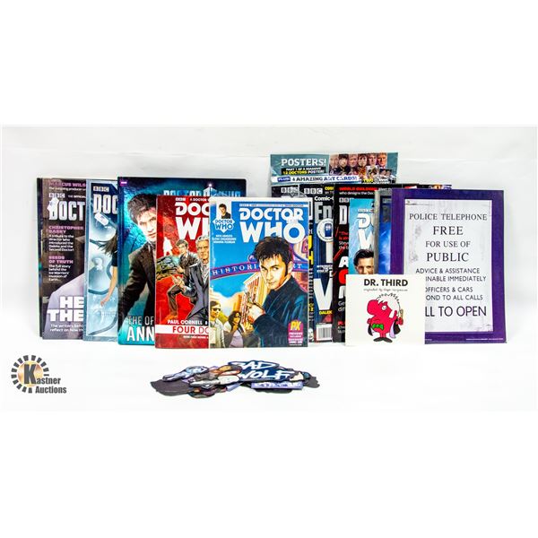 ASSORTED DOCTOR WHL BOOKS AND COLLECTIBLES