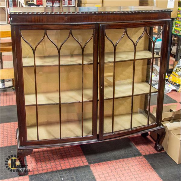 ART DECO CLAW FOOT DISPLAY CABINET 48 X 15 X 49 Art deco claw foot display cabinet 48 x 15 x 49