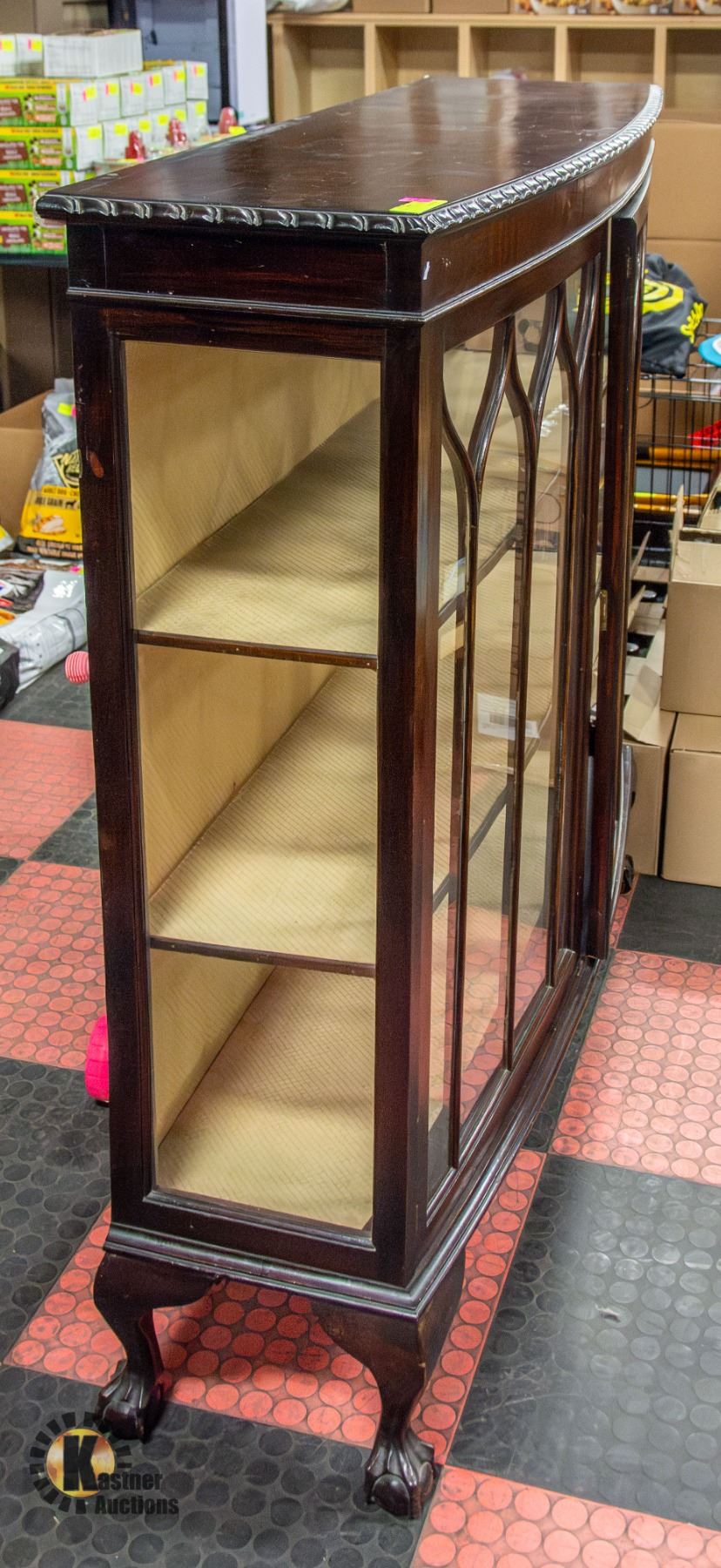 ART DECO CLAW FOOT DISPLAY CABINET 48 X 15 X 49 Art deco claw foot display cabinet 48 x 15 x 49