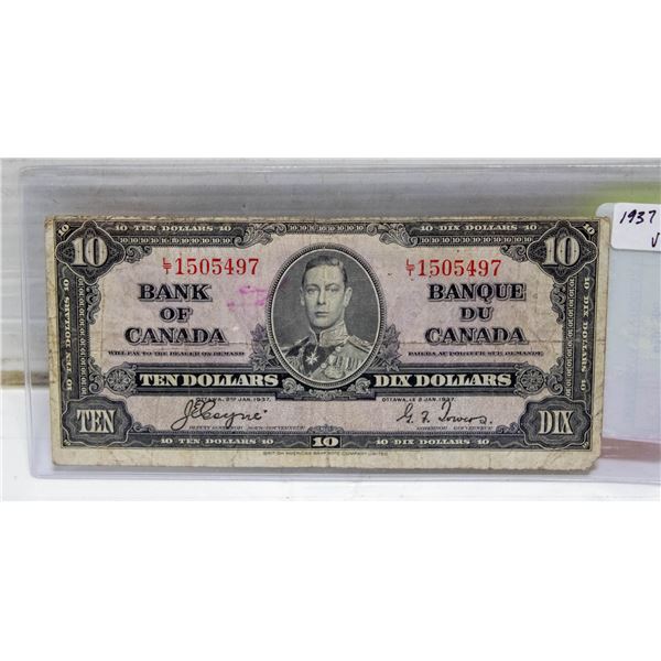 1937 CANADA TEN DOLLAR BILL