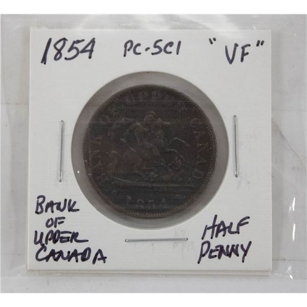 1854 BANK OF UPPER CANADA HALF PENNY