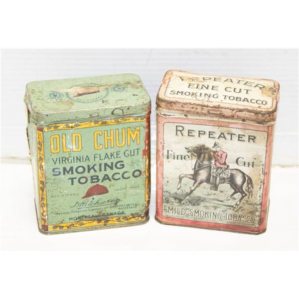 2 COLLECTORS TOBACCO TINS 2.5" X 3.5" X 4.5"