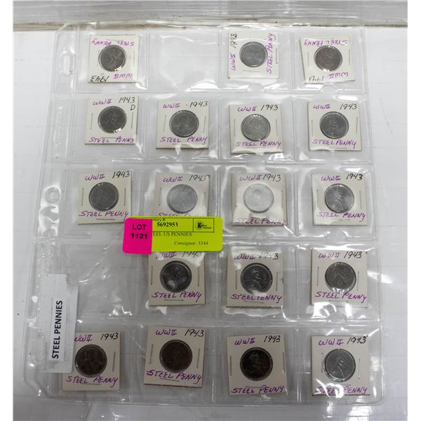 18X 1943 STEEL US PENNIES