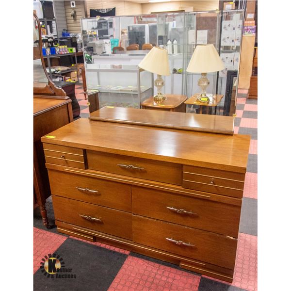 SOLID WOOD DRESSER WITH MIRROR H-59" W-18.5" L-50"