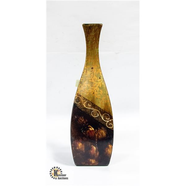 RUSTIC 17 INCH TALL GOLDEN POTTERY VASE