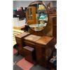 Image 1 : ANTIQUE VANITY WITH STOOL AND MIRROR
