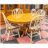 Image 1 : WOODEN DINING TABLE WITH 1 LEAF INSERT + 4 CHAIRS