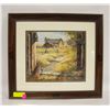 Image 1 : 11" X 13" OLD FARM SCENE BY S DEAVILLE IN A 19" X